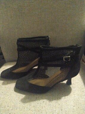 NWOB Black Mesh Ankle Boots with Buckle